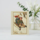  Retro Thmed Kerstwinter Feestdagenkaart (Staand voorkant)