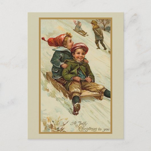 Retro Thmed Kerstwinter Feestdagenkaart (Voorkant)