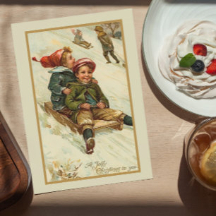 Retro Thmed Kerstwinter Feestdagenkaart