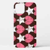 Retro Threadbare Harten Sterren Textuur Case-Mate iPhone Case (Achterkant)