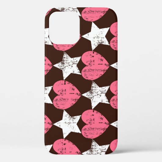 Retro Threadbare Harten Sterren Textuur Case-Mate iPhone Case (Achterkant)