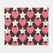Retro Threadbare Harten Sterren Textuur Fleece Deken (Voorkant (Horizontaal))