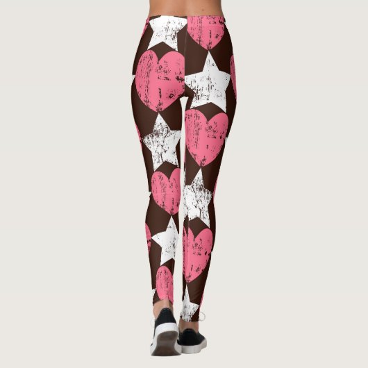 Retro Threadbare Harten Sterren Textuur Leggings (Achterkant)