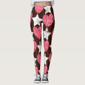Retro Threadbare Harten Sterren Textuur Leggings (Voorkant)