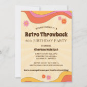 Retro Throwback Gele Sunburst Bloemen Verjaardag Kaart (Voorkant)
