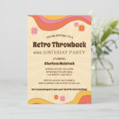 Retro Throwback Gele Sunburst Bloemen Verjaardag Kaart (Staand voorkant)