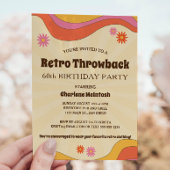 Retro Throwback Gele Sunburst Bloemen Verjaardag Kaart