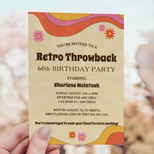 Retro Throwback Gele Sunburst Bloemen Verjaardag Kaart