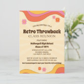 Retro Throwback Gele Sunburst Klasse Reünie Kaart (Staand voorkant)