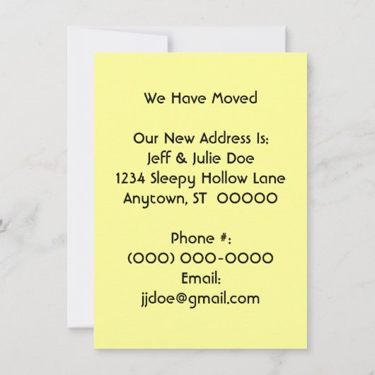 Retro Thuis Gevonden Wij Zijn Verhuisd Mededeling  Aankondiging (Achterkant)