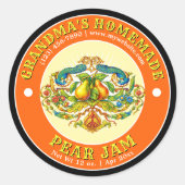 Retro Thuisgemaakte Perenjam Sjabloon Ronde Sticker (Voorkant)