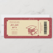 Retro ticket afstudeerfeest kaart (Achterkant)