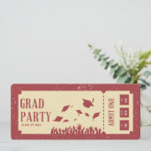 Retro ticket afstudeerfeest kaart (Staand voorkant)