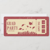 Retro ticket afstudeerfeest kaart (Voorkant)