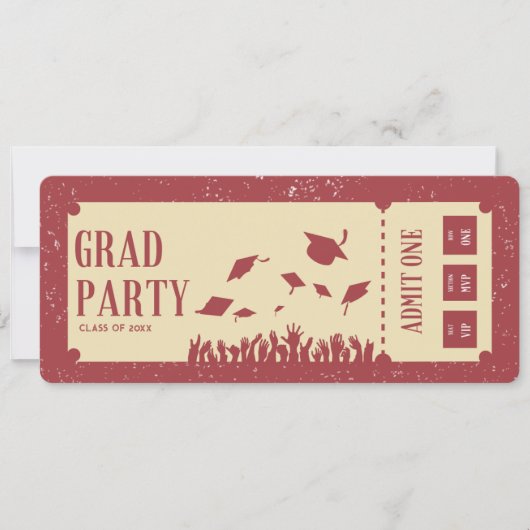 Retro ticket afstudeerfeest kaart (Voorkant)
