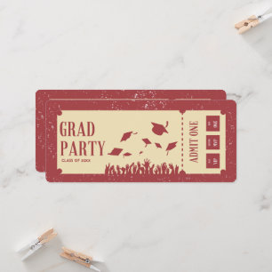 Retro ticket afstudeerfeest kaart