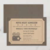 Retro Ticket Film Night Verjaardagsfeest Kaart (Voorkant / Achterkant)