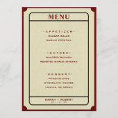 Retro Ticket Stub 5x7 Bruiloft Menu (Voorkant)