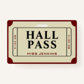 Retro Ticket Stub School Docent Hall Pass Badge (Voorkant)