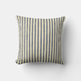 Retro Ticking Blue & White Striped French Kussen