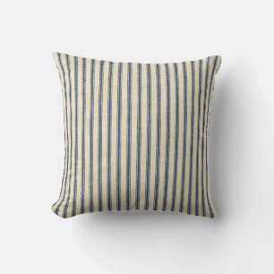 Retro Ticking Blue & White Striped  French Kussen
