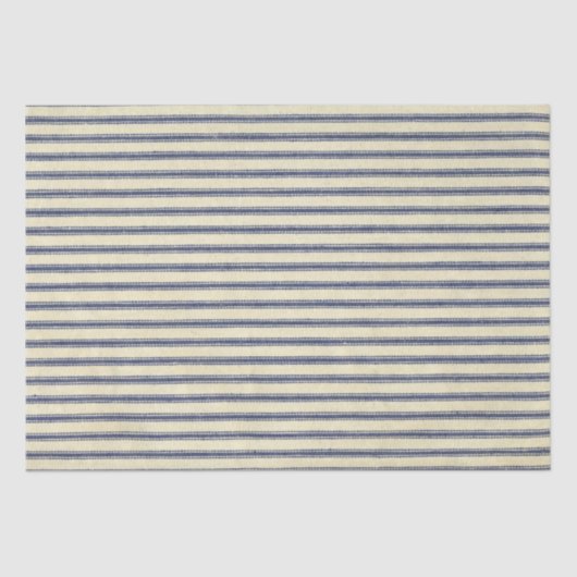 Retro Ticking Blue & White Striped  French Tissuepapier (Voorkant)