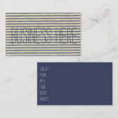 Retro Ticking Blue & White Striped  French Visitekaartje (Voorkant / Achterkant)