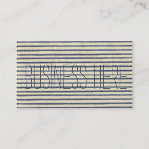 Retro Ticking Blue & White Striped  French Visitekaartje