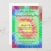 Retro Tie Dye 60th Birthday Party Invitation Kaart (Voorkant / Achterkant)