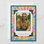 Retro Tie-Dye Foto Uitnodiging (Voorkant)
