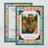 Retro Tie-Dye Foto Uitnodiging (Voorkant / Achterkant)