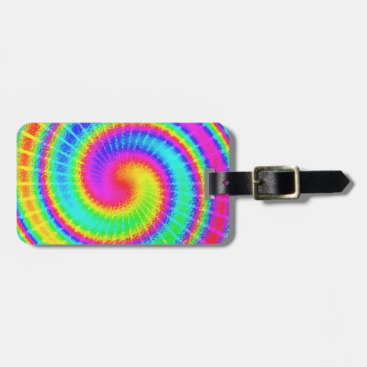 Retro Tie Dye Hippie Psychedelic Bagagelabel (Voorkant horizontaal)