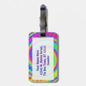 Retro Tie Dye Hippie Psychedelic Bagagelabel (Achterkant verticaal)