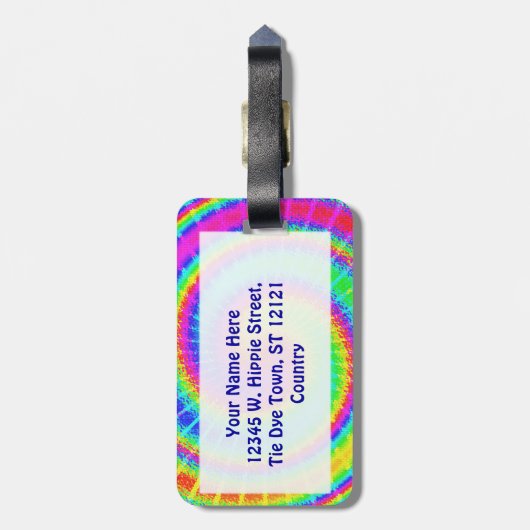 Retro Tie Dye Hippie Psychedelic Bagagelabel (Achterkant verticaal)