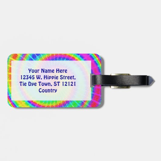 Retro Tie Dye Hippie Psychedelic Bagagelabel (Achterkant horizontaal)