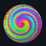 Retro Tie Dye Hippie Psychedelic Dartbord<br><div class="desc">Dit ontwerp van het groovy dartboard is voorzien van een heldere,  donkerrode regenboog van kleuren in een patroon met stropdas-verven kleuren. Het is een leuk,  retro ontwerp voor vredelievende hippies / bohemians die van de jaren zestig,  zeventig en psychedelische kleur houden.</div>