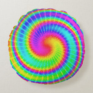 Retro Tie Dye Hippie Psychedelic Rond Kussen