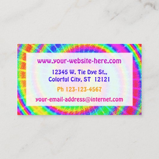 Retro Tie Dye Hippie Psychedelic Visitekaartje (Achterkant)