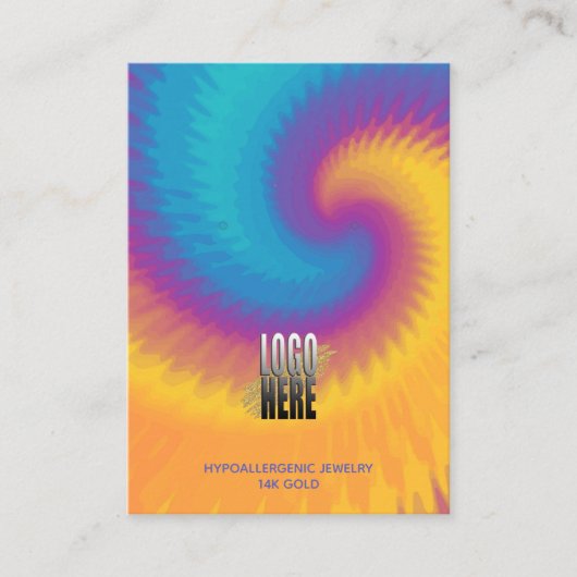 Retro Tie Dye Logo Verdien Display Card Visitekaartje (Voorkant)