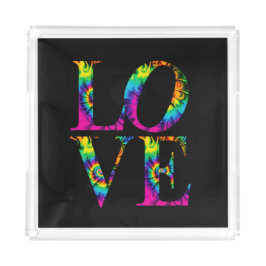 Retro Tie Dye Love Typografie Acryl Dienblad