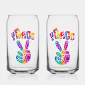 Retro Tie Dye Peace Sign Kan Glas Set (Voorkant)