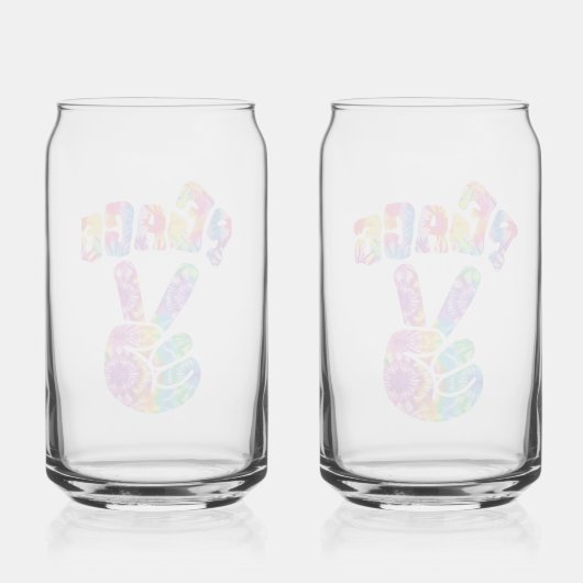 Retro Tie Dye Peace Sign Kan Glas Set (Achterkant)