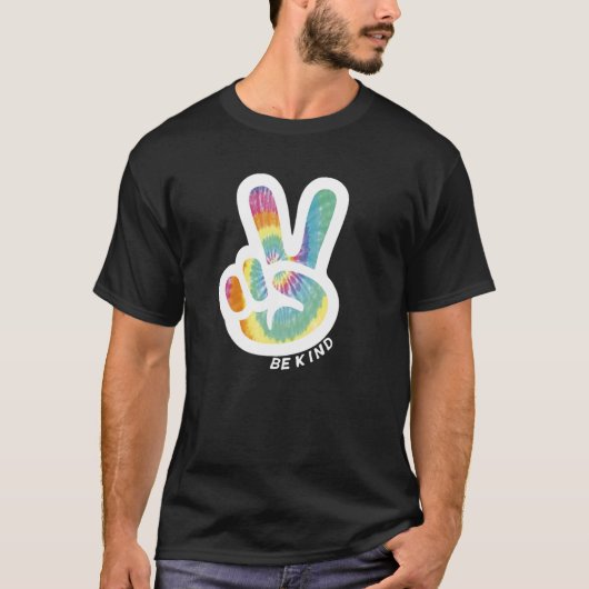 Retro Tie Dye Peace Sign. Soort vredesliefde Kindn T-shirt (Voorkant)