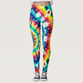 Retro Tie-Dye Stijl op een Paar Aangepaste Moderne Leggings