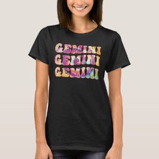 Retro Tie Dye Tweelingen Sterrenbeeld Verjaardag T-shirt