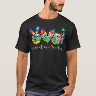 Retro Tie Dye Vrede Liefde Bowling Liefhebber Grap T-shirt