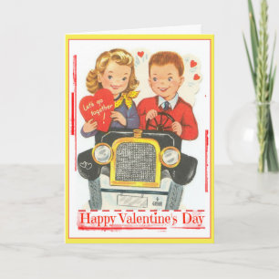 Retro Tieners van Valentijn in het Wenskaart van Feestdagen Kaart