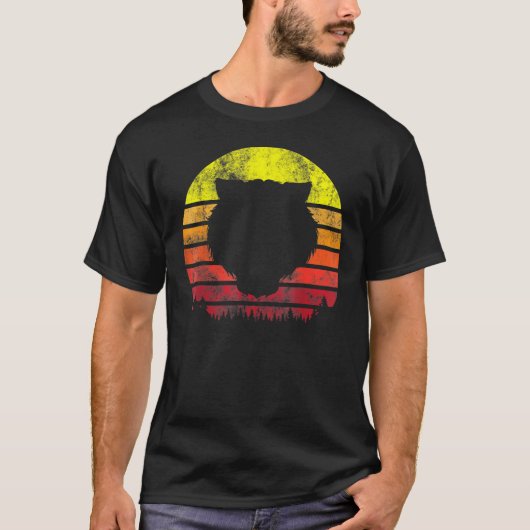 retro Tiger Face Silhouette Forest Sun T T-shirt (Voorkant)