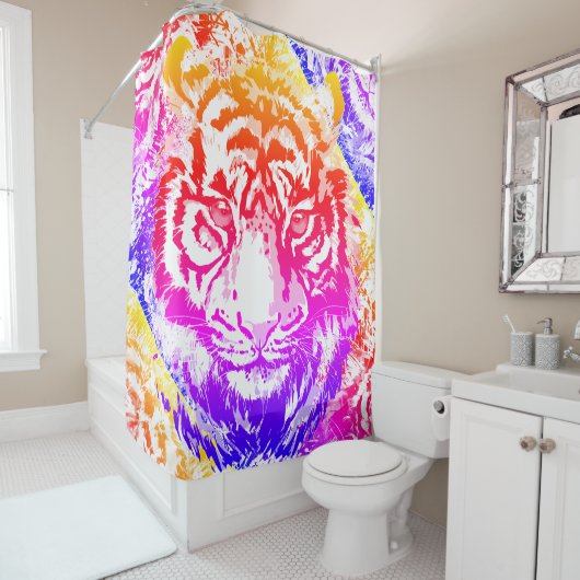 Retro Tiger Head - Tiger Douchegordijn (In situ)