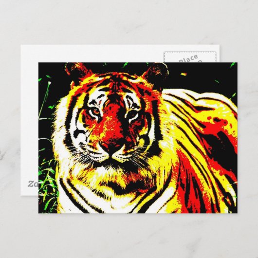 Retro Tiger Pop Art Briefkaart (Voorkant / Achterkant)